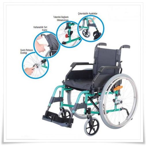Katlanabilir portatif tekerlekli sandalye  